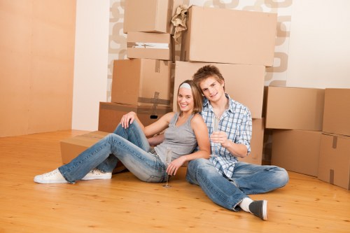 Packing boxes and household items for a Shoreditch move