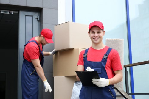 Removal team preparing a Shoreditch home move on a busy East London street