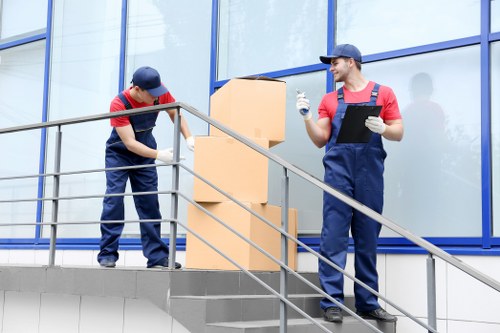 House removal team planning a move in Shoreditch street
