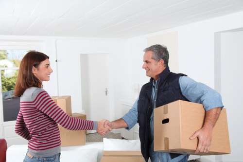 Boxes and office items prepared for a local business relocation