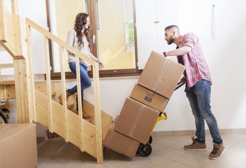 Packed boxes and furniture ready for a Shoreditch home removal