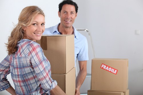 Office relocation items prepared for a removals van in Shoreditch