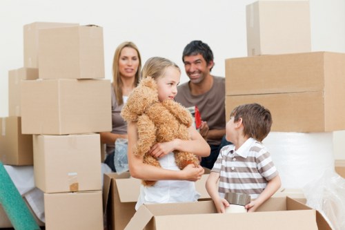Truck loading boxes and furniture for a Shoreditch home or office move